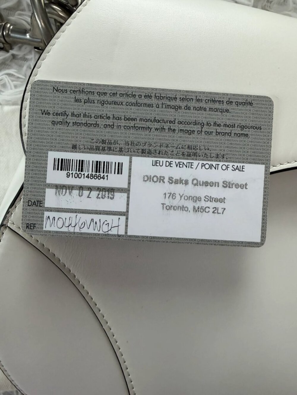 Christian Dior White Calfskin Saddle Bag - Picture 9 of 12